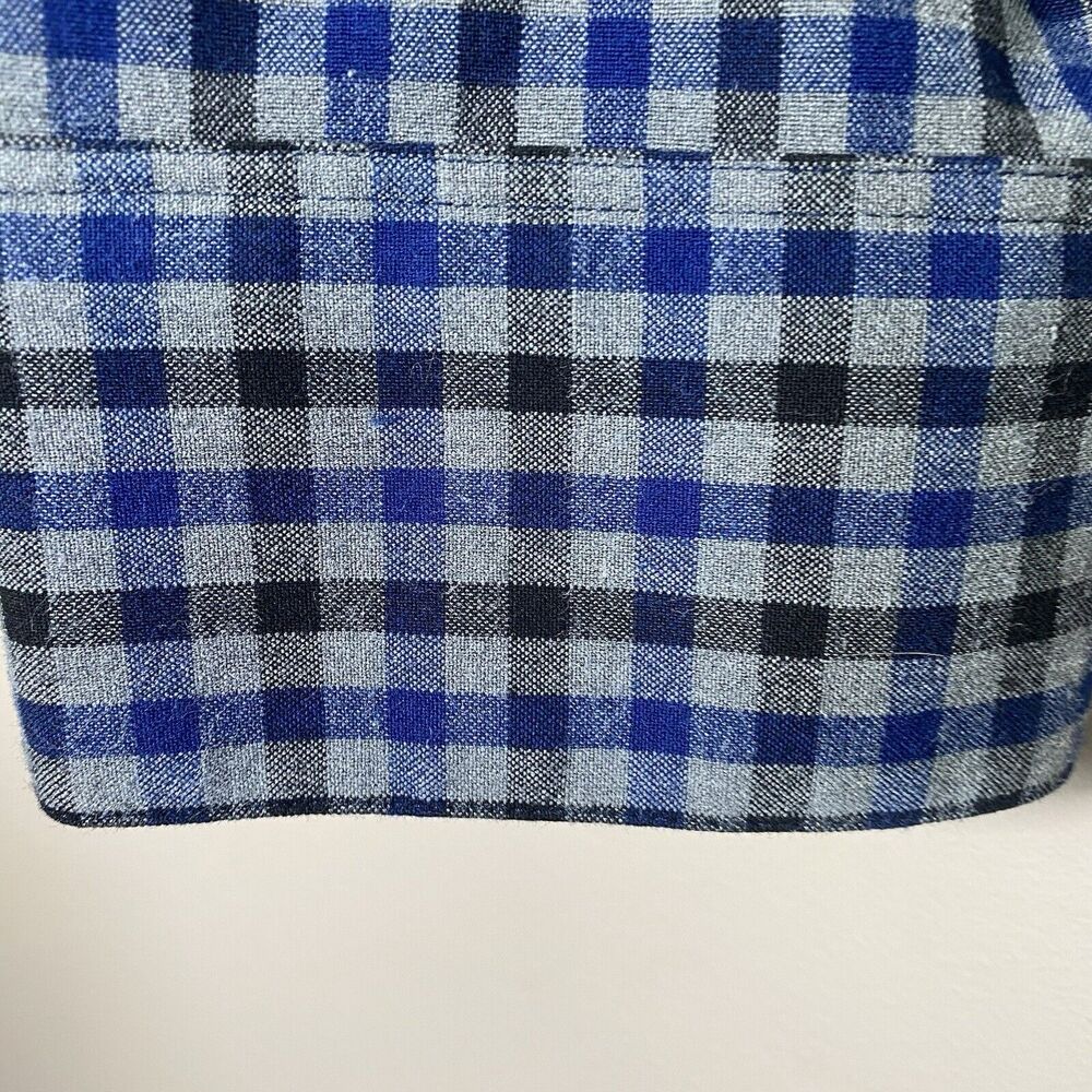 Mizzen Main Shirt Mens XL Trim Gray Blue Check Button Flannel No Tuck Quick Dry - Picture 3 of 9